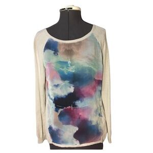 Yumi Knitwear NWOT Women’s Water Color Knit  Lightweight Sweater Top Size XS